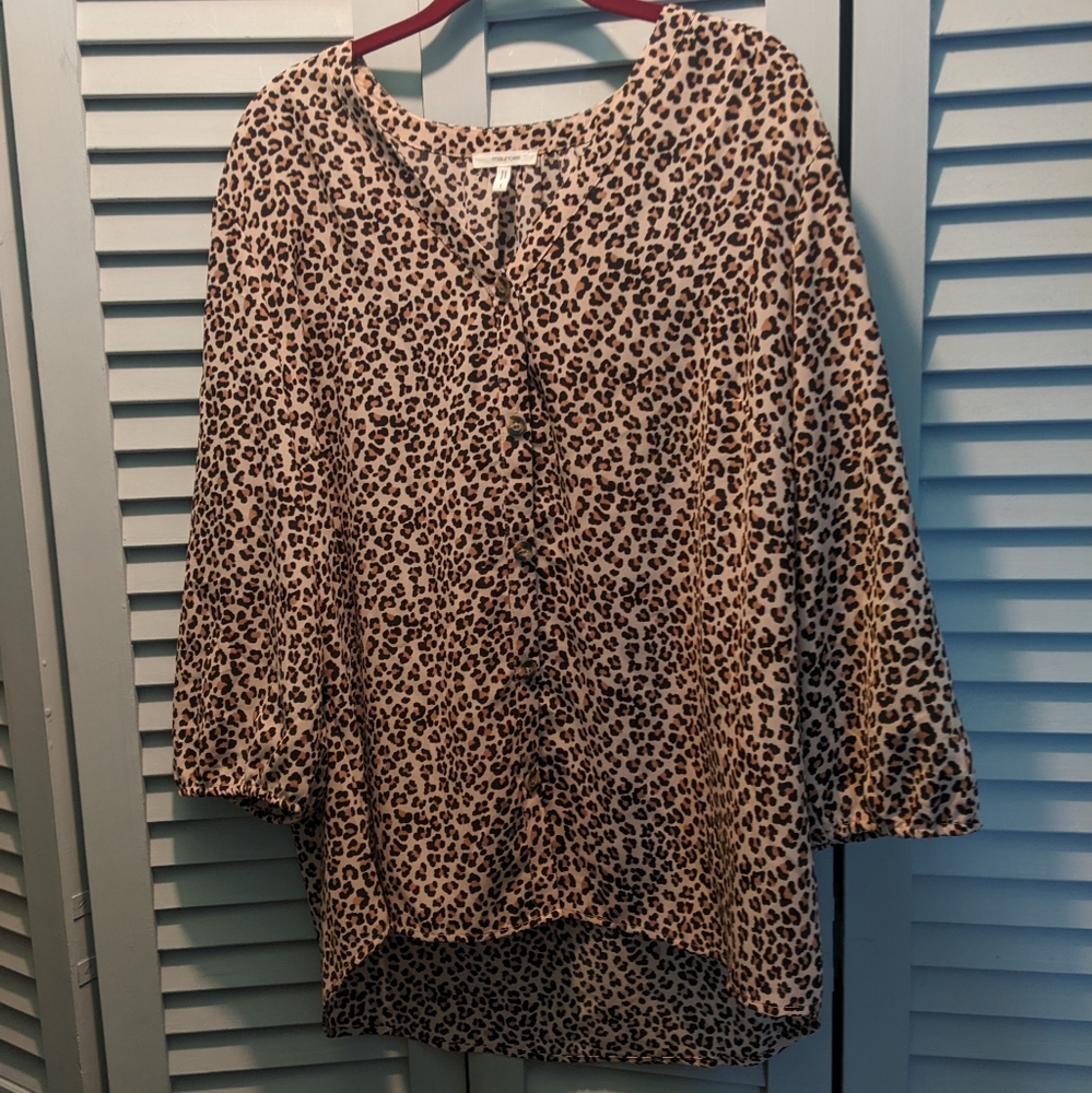 Leopard Print Button up Blouse/Top Women's Maurices